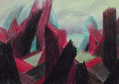 GB-1987 Montagne chaotique Crayon et acrylique sur papier 35x27 cm